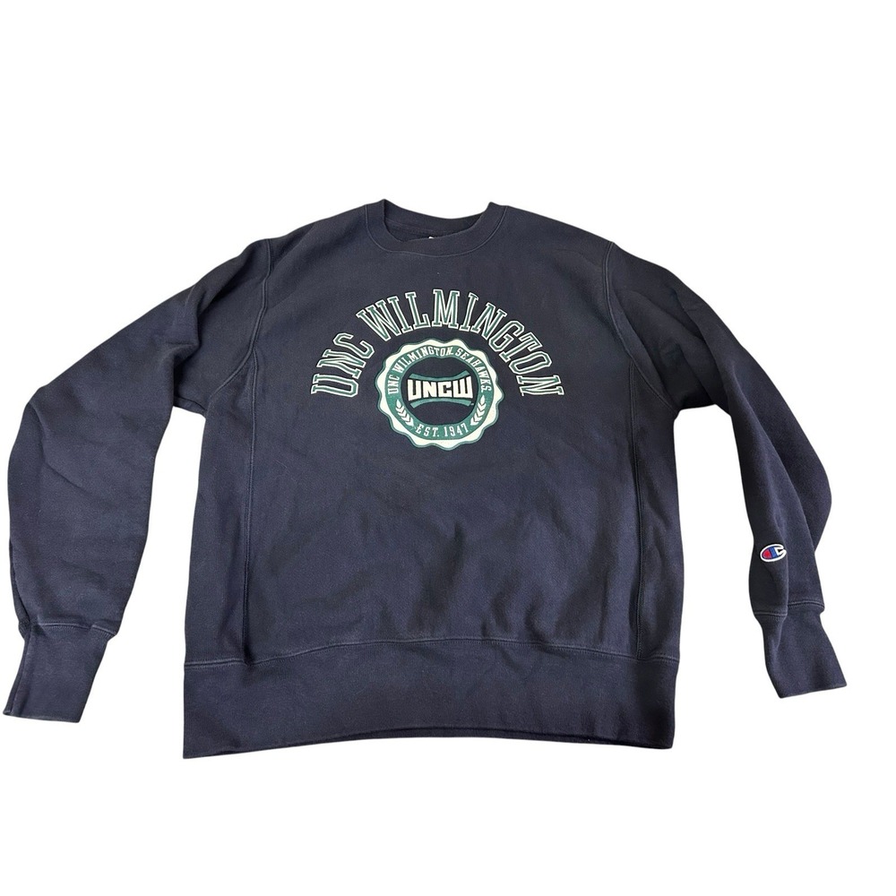Champion Reverse Weave UNCW Mens Size Medium Blue Sweatshirt
